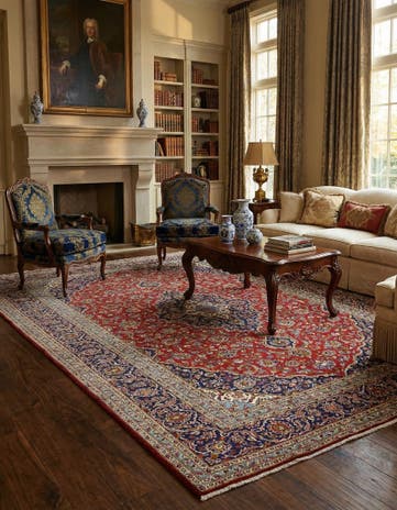 9' 9 x 13' 2 Hand Knotted Kashan Persian Wool Rug