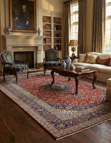 9' 9 x 13' 2 Hand Knotted Kashan Persian Wool Rug