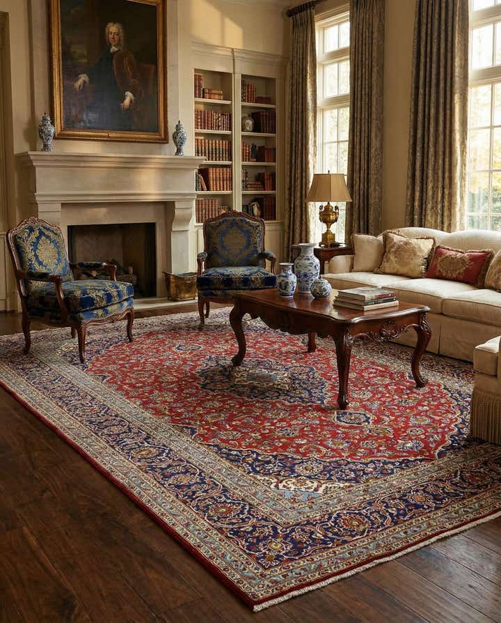 9' 9 x 13' 2 Hand Knotted Kashan Persian Wool Rug