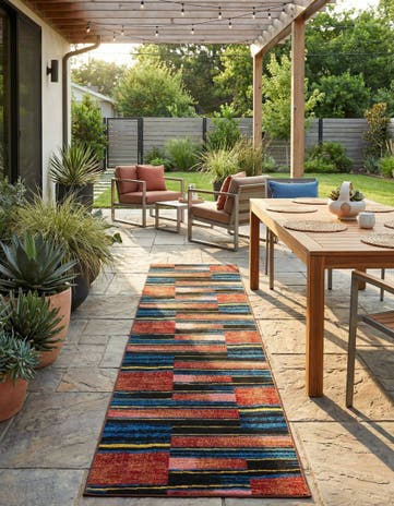 2' 7 x 12' Easy-Clean Modern Indoor / Outdoor Runner Rug