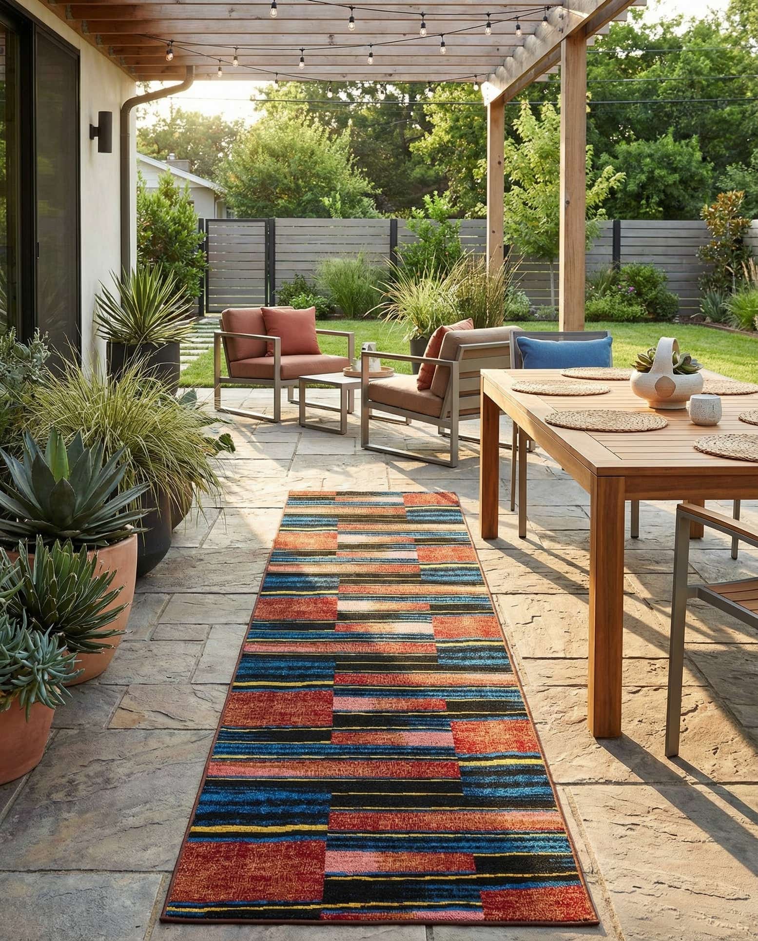 2' 7 x 12' Easy-Clean Modern Indoor / Outdoor Runner Rug