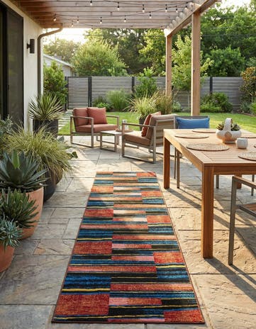 2' 7 x 12' Easy-Clean Modern Indoor / Outdoor Runner Rug