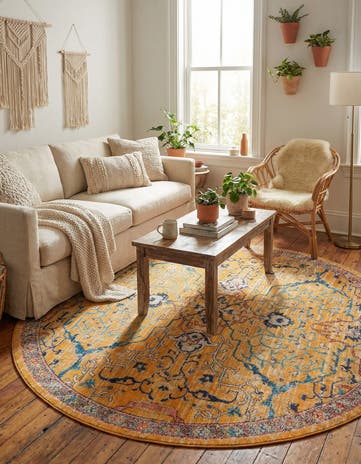 Yellow Lola Round Rug