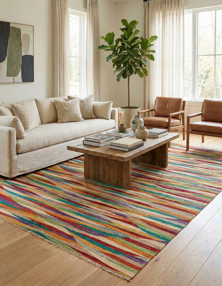 Detail image of  6' 7 x 10'  Hand Woven Kilim Modern Wool Rug