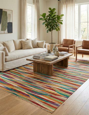 6' 7 x 10' Hand Woven Kilim Modern Wool Rug