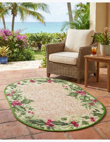 2' x 3' 1 Easy-Clean Jill Zarin Caribbean Indoor / Outdoor Oval Rug