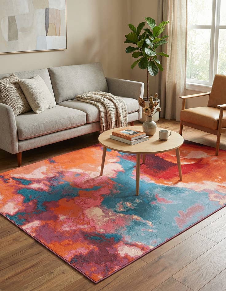 Detail image of  6' 1 x 9'  Washable Modern Indoor / Outdoor Rug