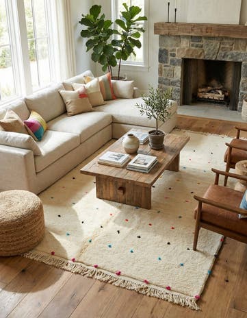 6' 7 x 9' 5 Hand Knotted Moroccan Wool Rug