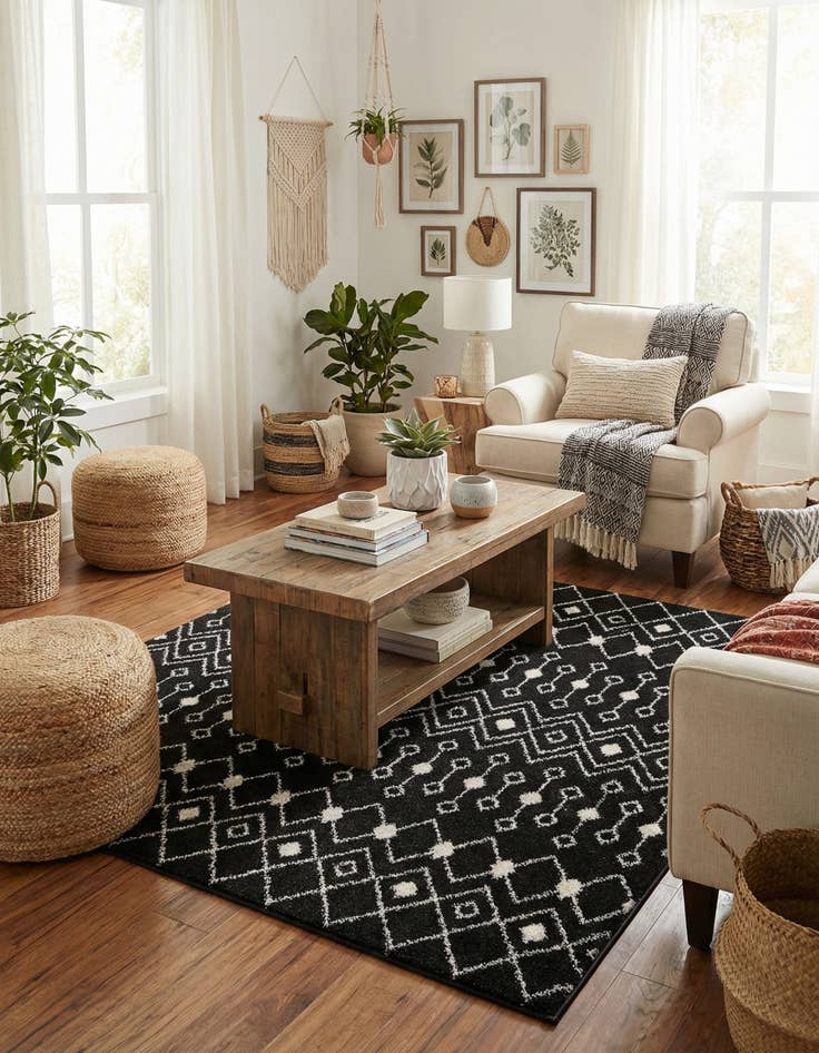 Detail image of 5' 3 x 5' 3 Moroccan Trellis Square Rug