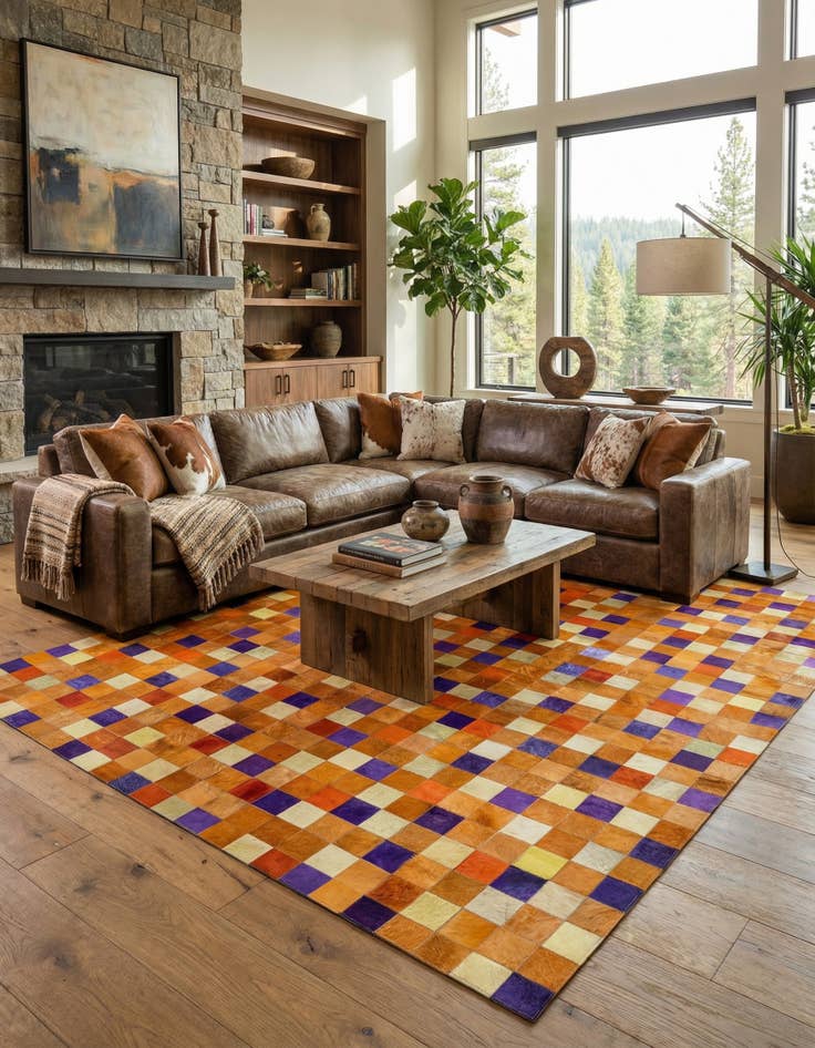 Detail image of  8' x 9' 11 Cowhide - Patchwork Rug