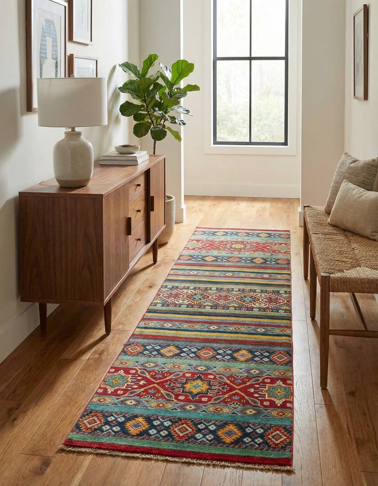 Detail image of 2' 9 x 10'  Hand Knotted Kazak Runner Rug