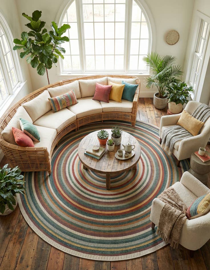 Detail image of  12' x 12'  Washable Baja Indoor / Outdoor Round Rug