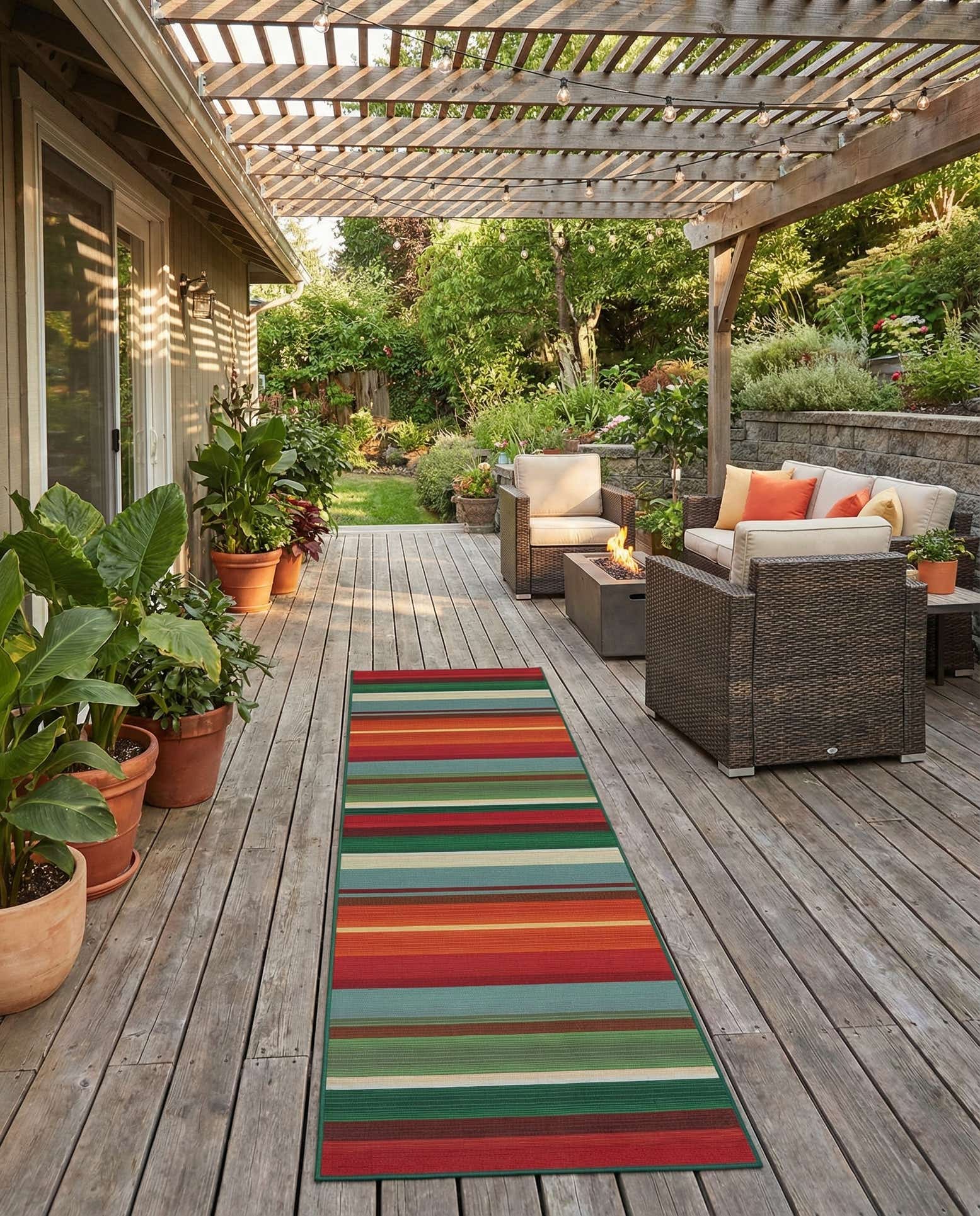 2' 7 x 11' Easy-Clean Modern Indoor / Outdoor Runner Rug