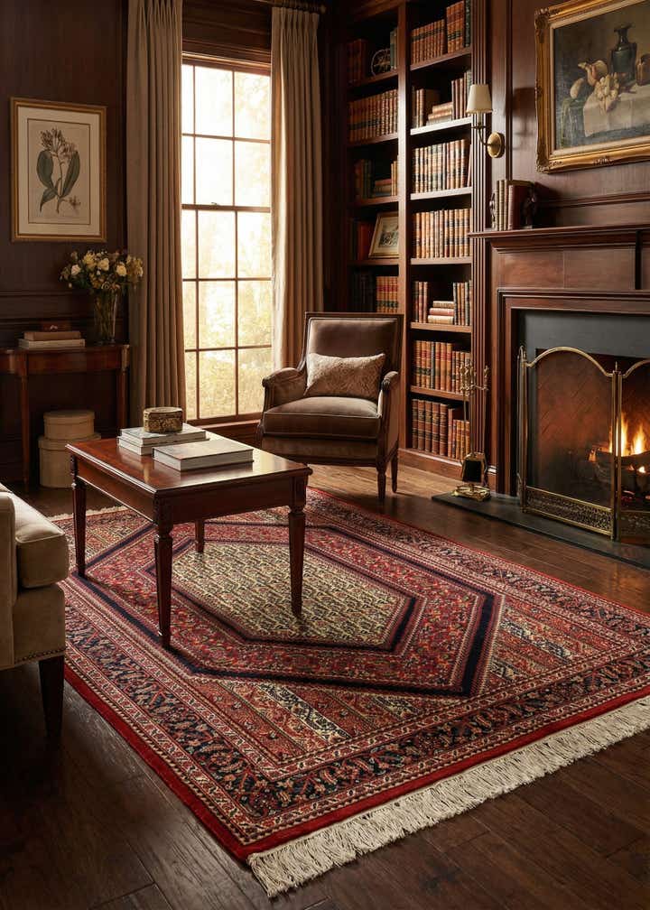 4' 5 x 6' 6 Hand Knotted Farahan Oriental Wool Rug