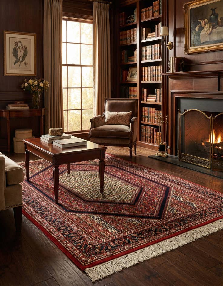 Detail image of 4' 5 x 6' 6 Hand Knotted Farahan Oriental Wool Rug