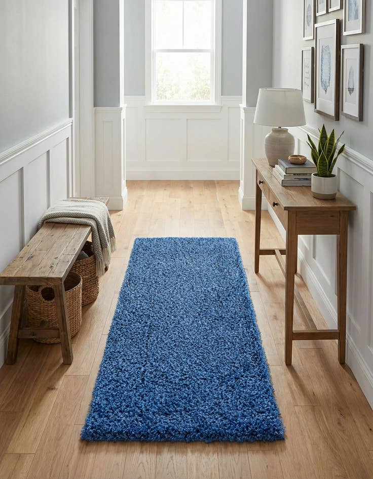 Detail image of  2' 6 x 5' 6 Solid Shag Runner Rug