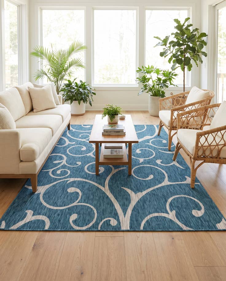 Detail image of 6' x 9' Easy-Clean Botanical Indoor / Outdoor Rug