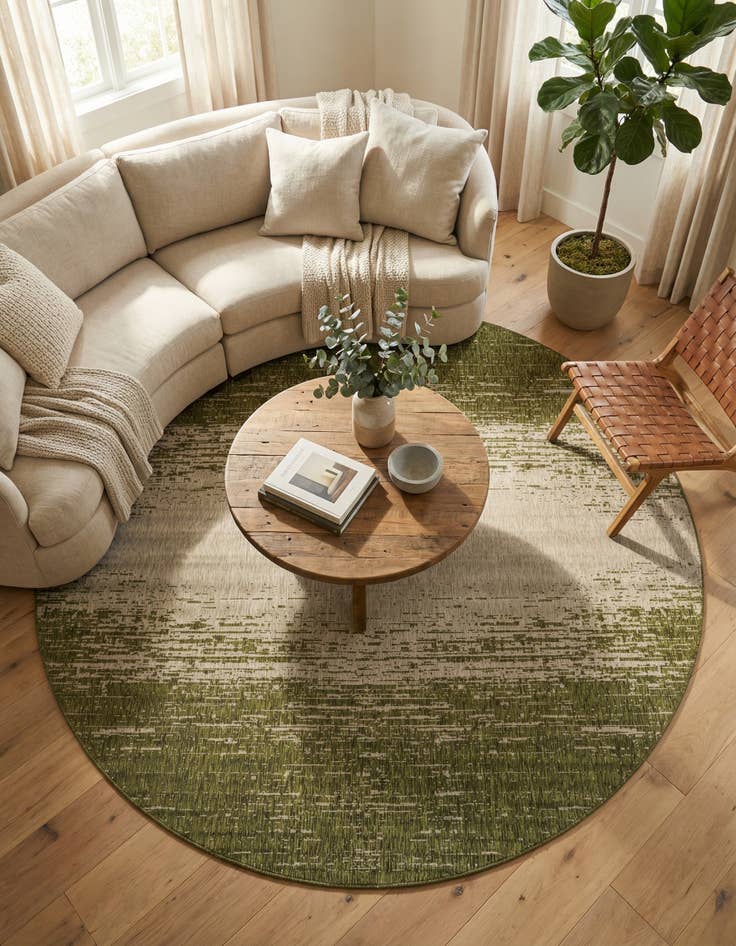 Detail image of 13' x 13'  Washable Modern Indoor / Outdoor Round Rug