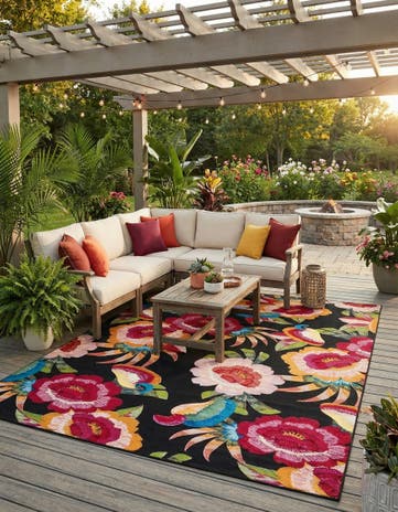 Easy-Clean Botanical Indoor / Outdoor Rug