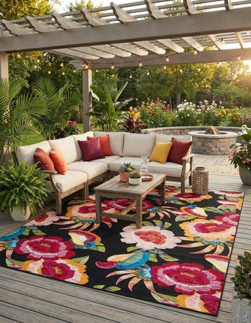 Easy-Clean Botanical Indoor / Outdoor Rug