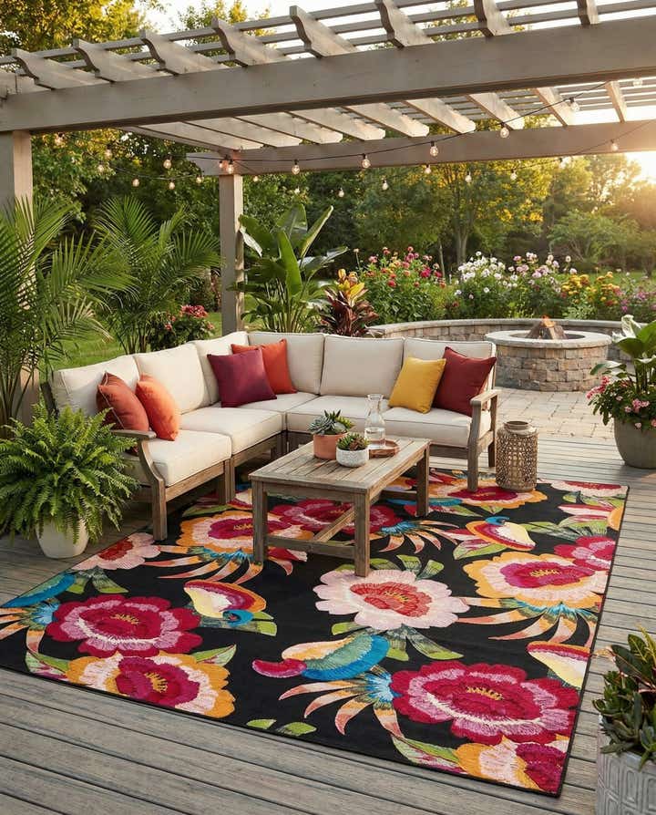 10' x 13' Easy-Clean Botanical Indoor / Outdoor Rug