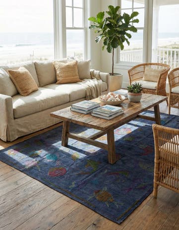 4' 3 x 5' 7 Hand Woven Kilim Suzani Wool Rug