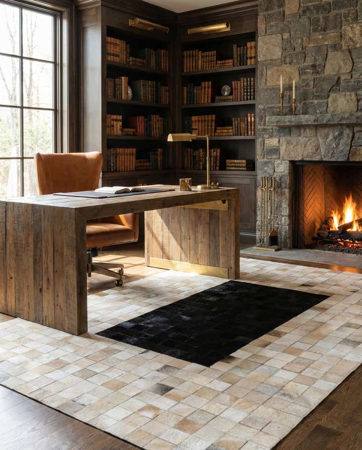 5' x 8' Cowhide Leather Rug