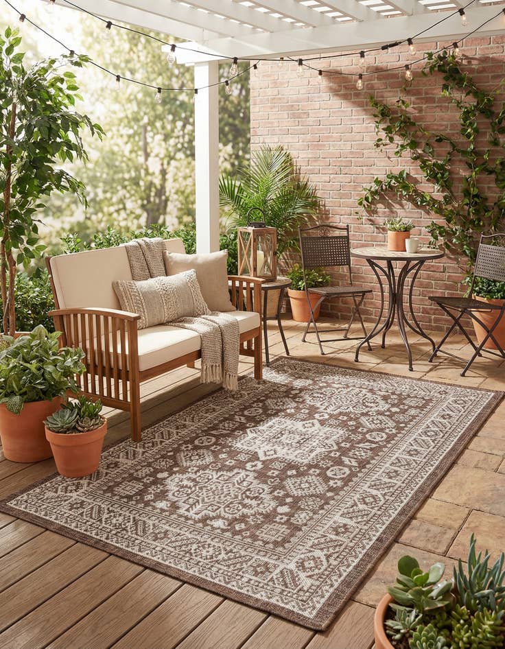 Detail image of  4' x 6'  Washable Aztec Indoor / Outdoor Rug