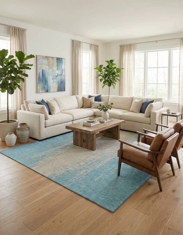 Detail image of 10' 8 x 10' 8 Easy-Clean Modern Indoor / Outdoor Square Rug