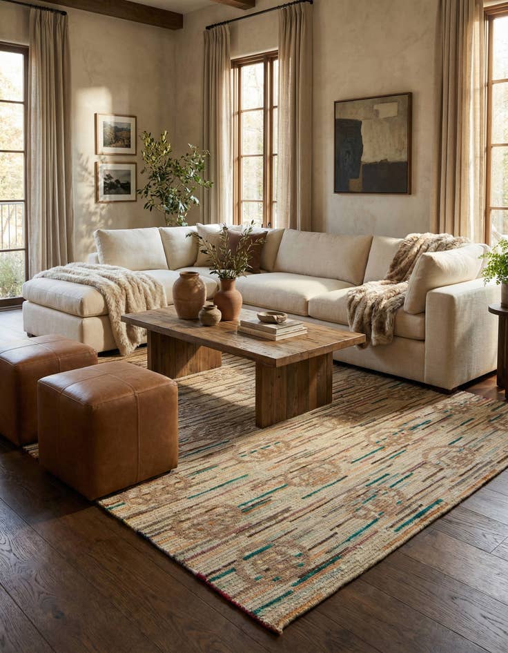 Detail image of 6' 2 x 9' 8  Hand Knotted Darya Wool Rug