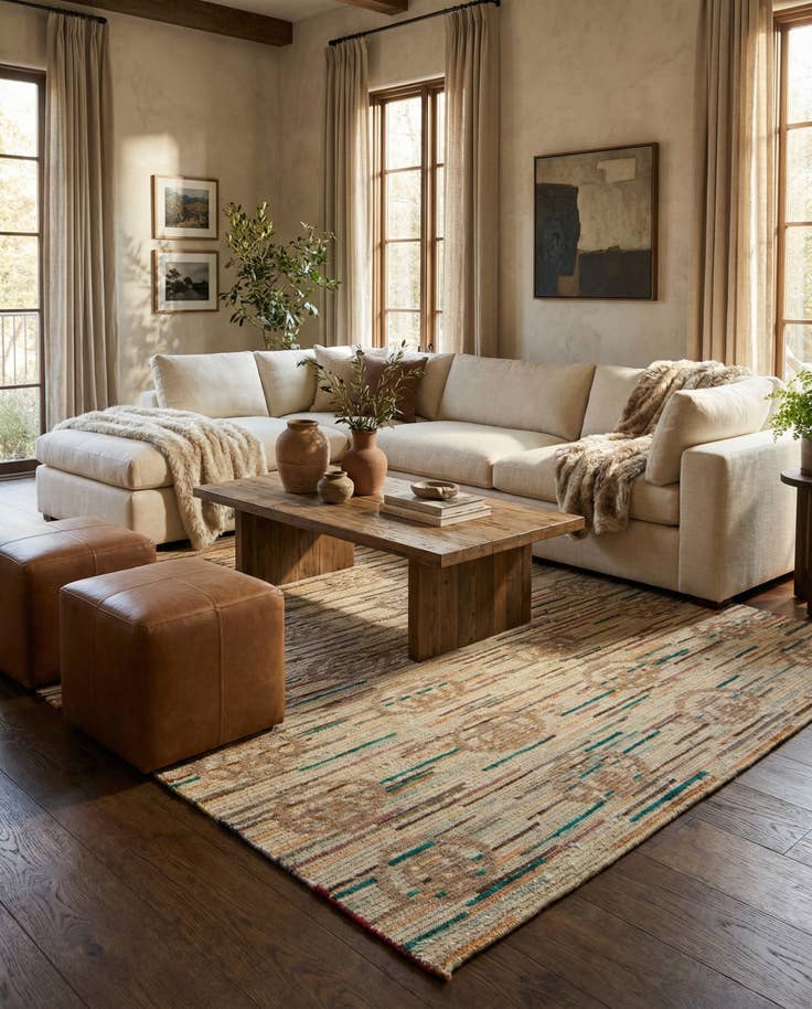 Detail image of 6' 2 x 9' 8 Hand Knotted Darya Wool Rug