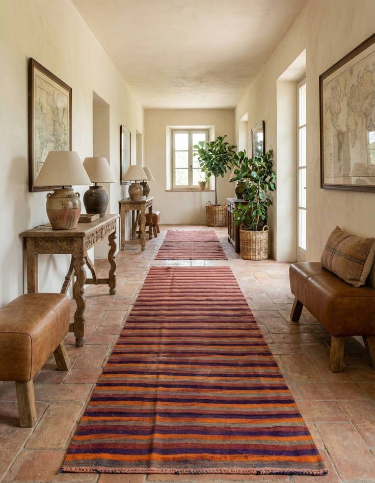 Detail image of 3' 9 x 10' 7  Hand Woven Kilim Fars Wool Runner Rug