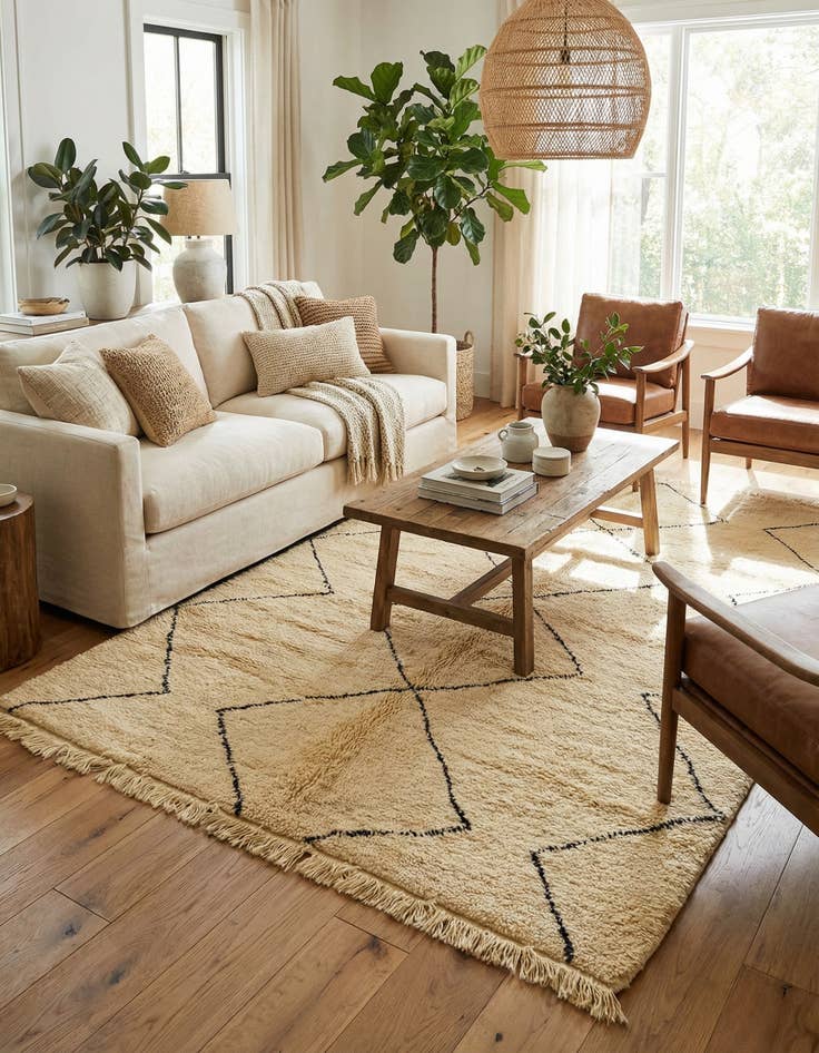 Detail image of 6' 4 x 10' 8  Hand Knotted Moroccan Wool Rug