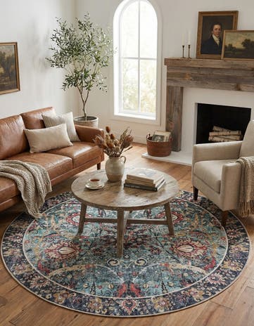 7' 10 x 7' 10 Washable Timeless Round Rug