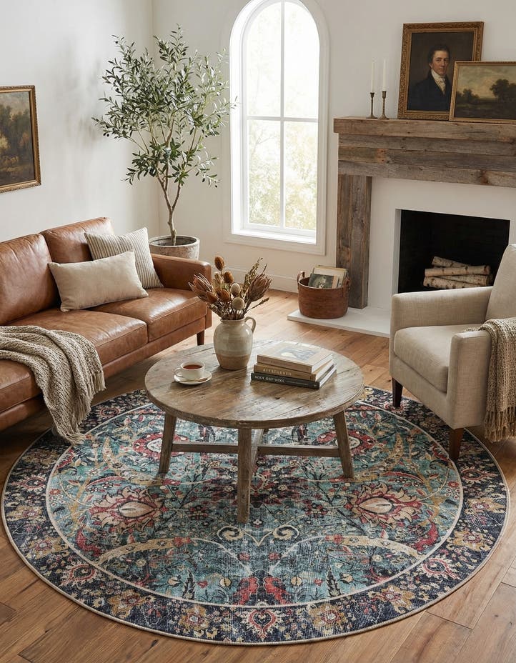 7' 10 x 7' 10 Washable Timeless Round Rug