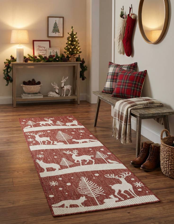 Detail image of 2' x 6' Easy-Clean Holiday Indoor / Outdoor Runner Rug