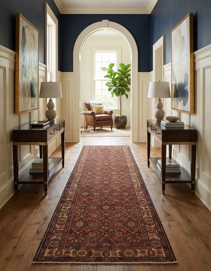 Detail image of  3' 6 x 10' 3  Hand Knotted Hossainabad Persian Wool Runner Rug