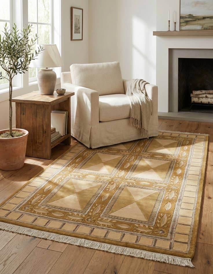 Detail image of 3' x 4' 11  Hand Knotted Darya Wool Rug