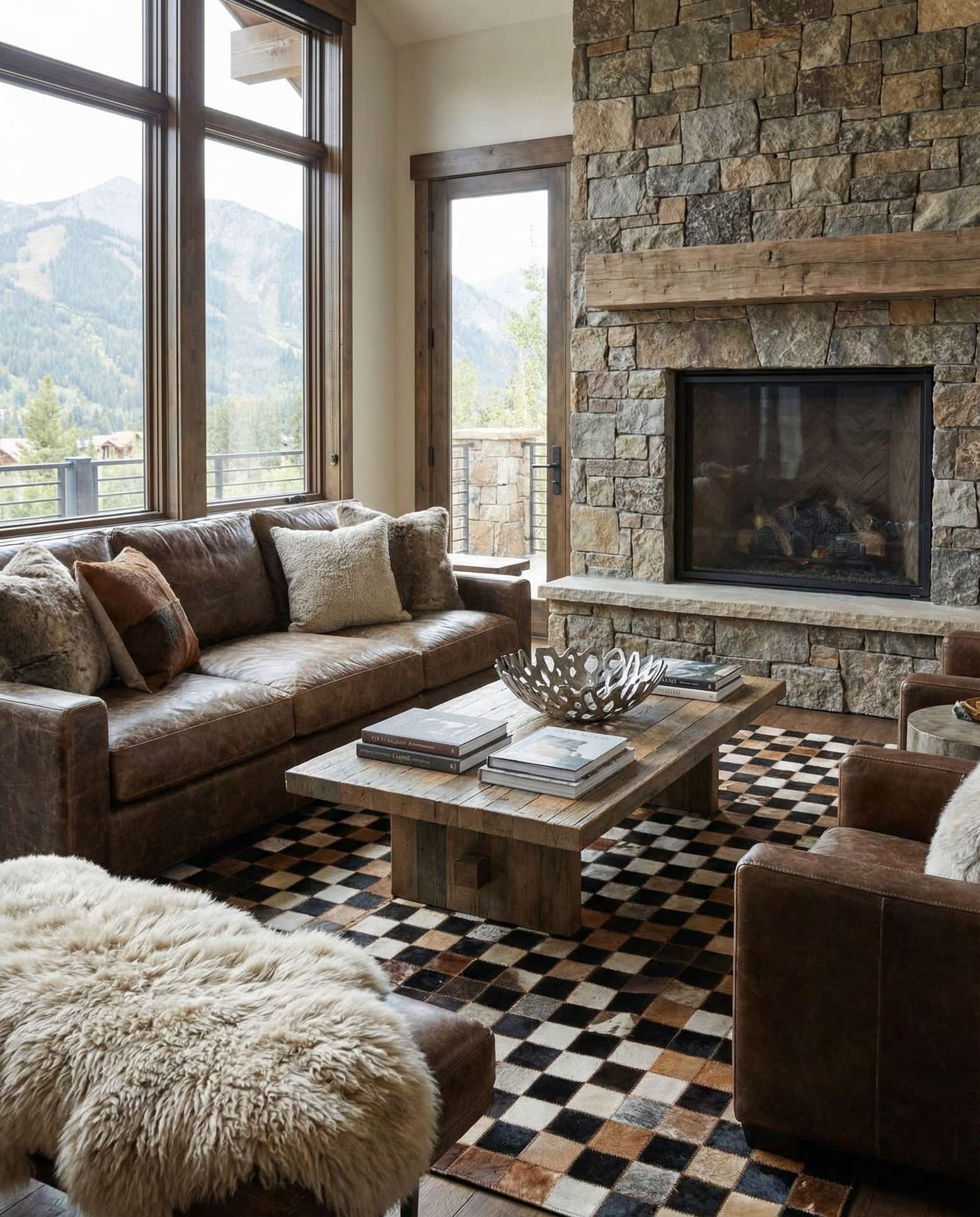 5' x 7' 10 Cowhide Leather Rug
