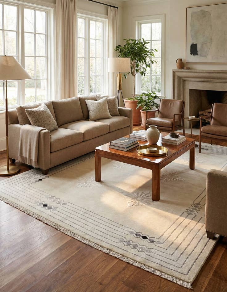 Detail image of 6' 11 x 9' 5  Hand Knotted Darya Wool Rug