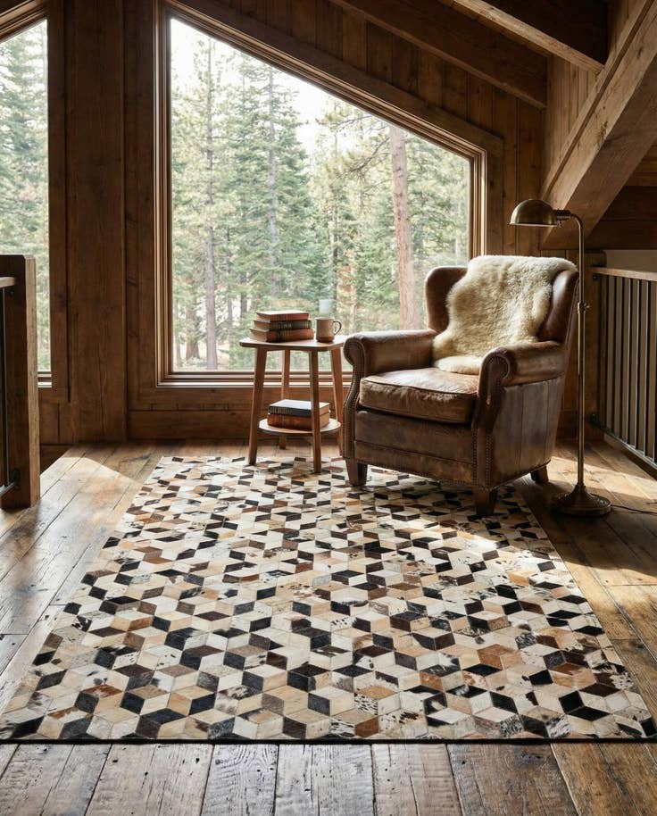 Detail image of 4' 1 x 5' 11 Cowhide - Patchwork Rug