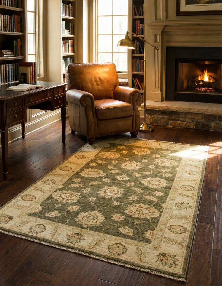 Detail image of 3' x 4' 10  Hand Knotted Peshawar Ziegler Rug