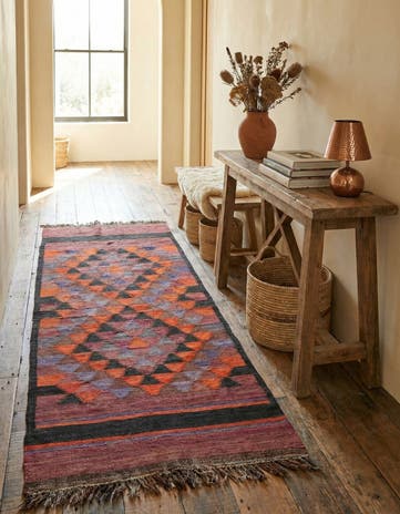 3' 8 x 10' Hand Woven Kilim Fars Wool Runner Rug