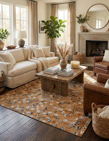5' 1 x 8' Cowhide Leather Rug