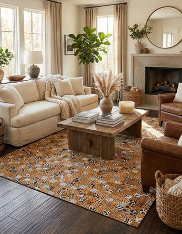 5' 1 x 8' Cowhide Leather Rug
