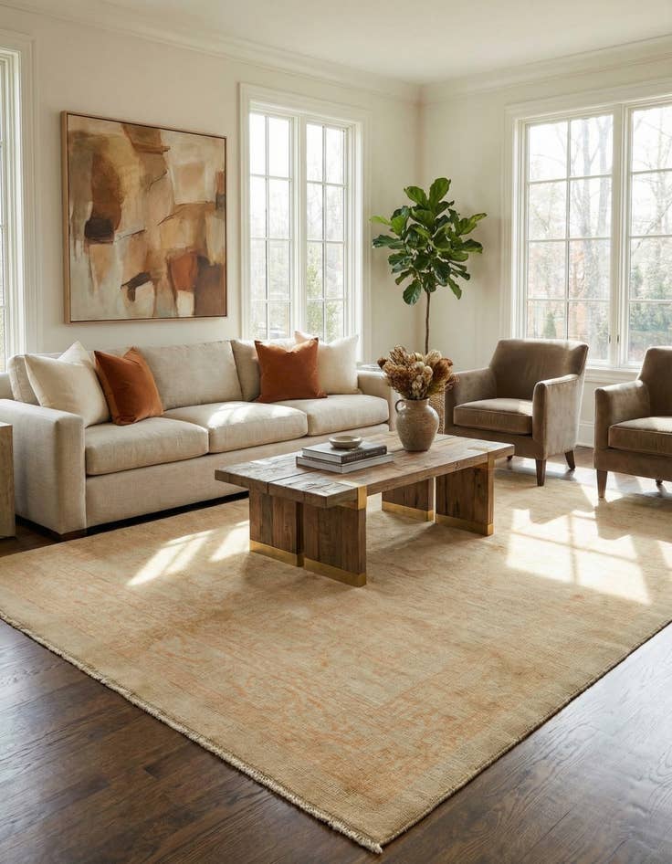 Detail image of 6' 7 x 9' 8  Hand Knotted Oushak Wool Rug