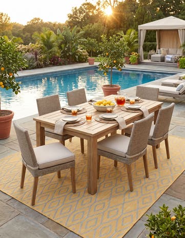 Yellow and Aqua Easy-Clean Jill Zarin Turks and Caicos Indoor / Outdoor Rug
