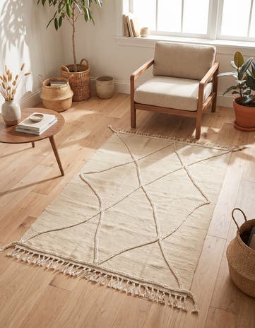 3' 5 x 5' Hand Knotted Moroccan Wool Rug