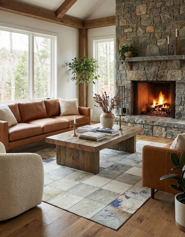 5' x 7' 9 Cowhide Leather Rug