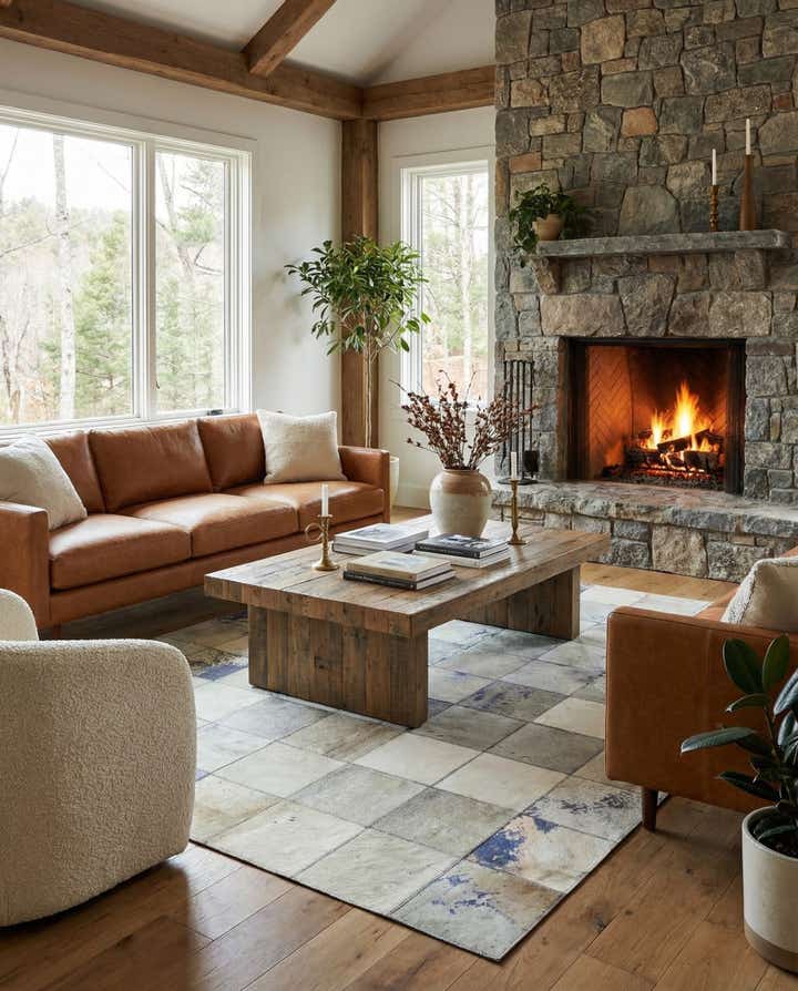 5' x 7' 9 Cowhide Leather Rug